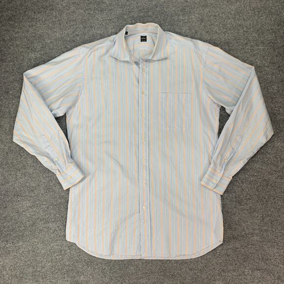 IKE Behar Dress Shirt Mens 16 Breeze Multi Textured Stripe Long Sleeve Button Up - Picture 2 of 12